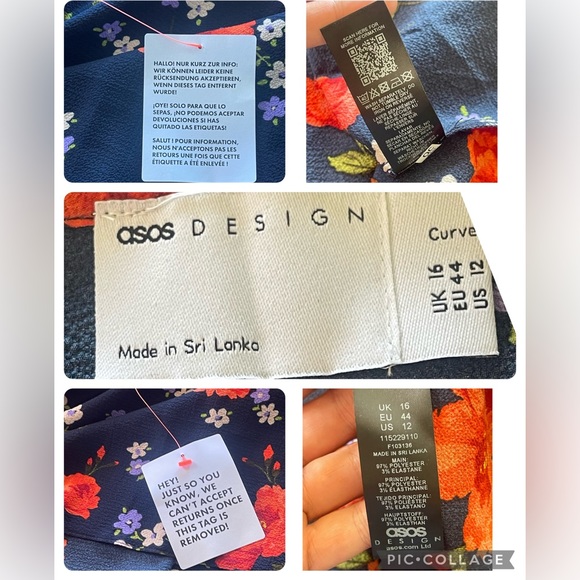 ASOS DESIGN Curve wrap front tiered smock midi dress in navy floral print 12 - Picture 16 of 16